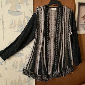 Style &Co Beige and Black sweater w/fringed at bottom never worn 89% cotton